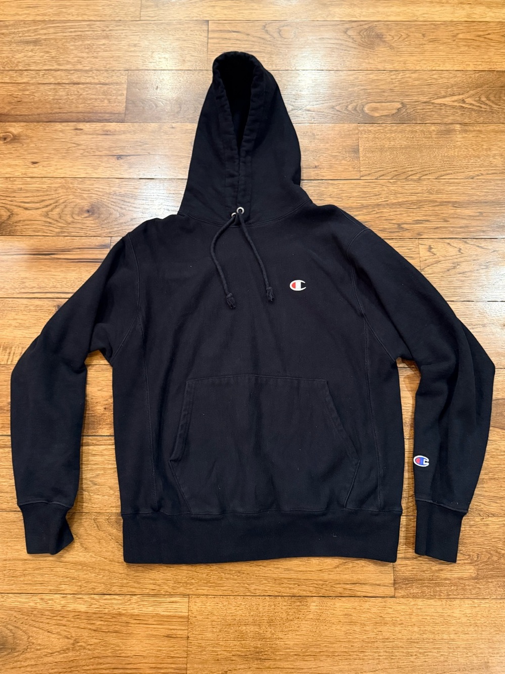 Champion Men's Black Hooded Pullover Sweatshirt
